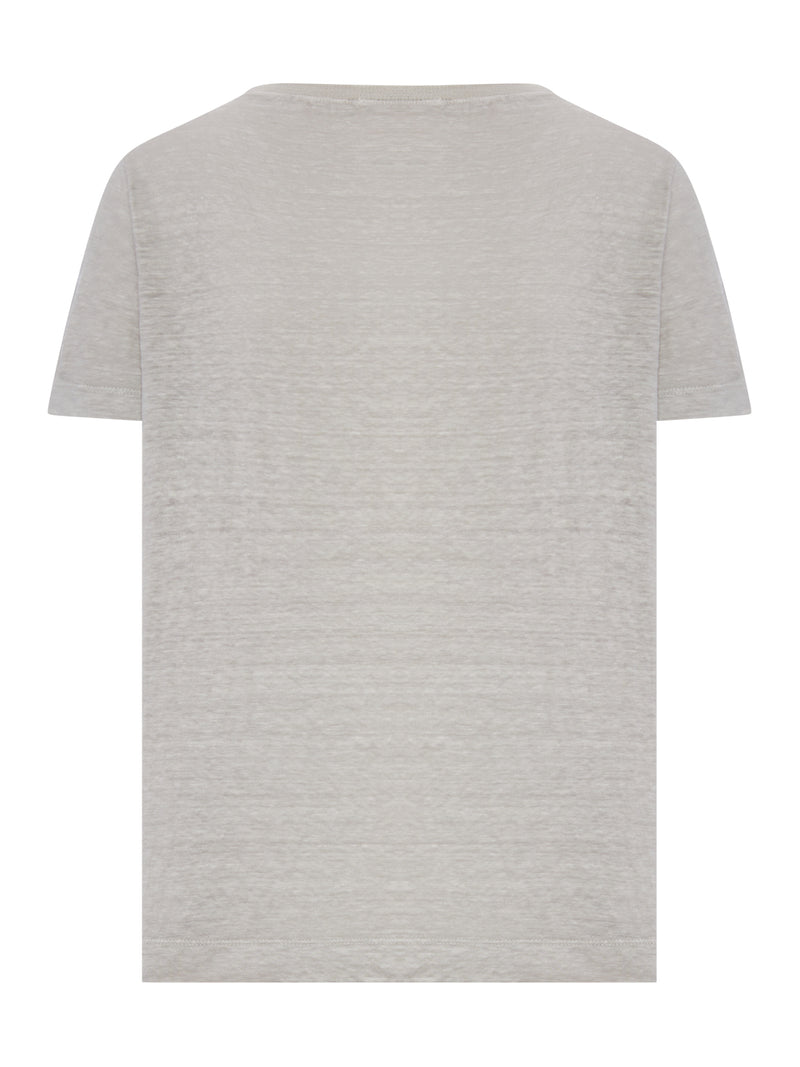 T-SHIRT GIROCOLLO IN LINO EFFETTO MELANGE