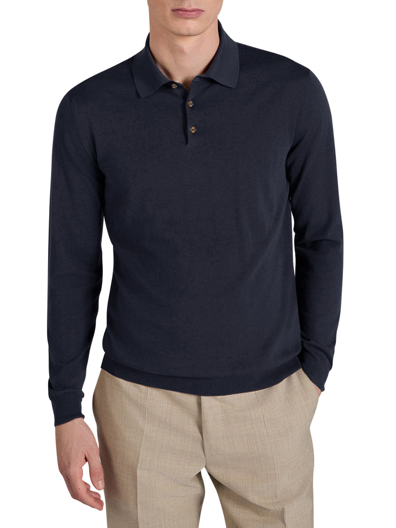 POLO SLIM FIT IN COTONE E SETA