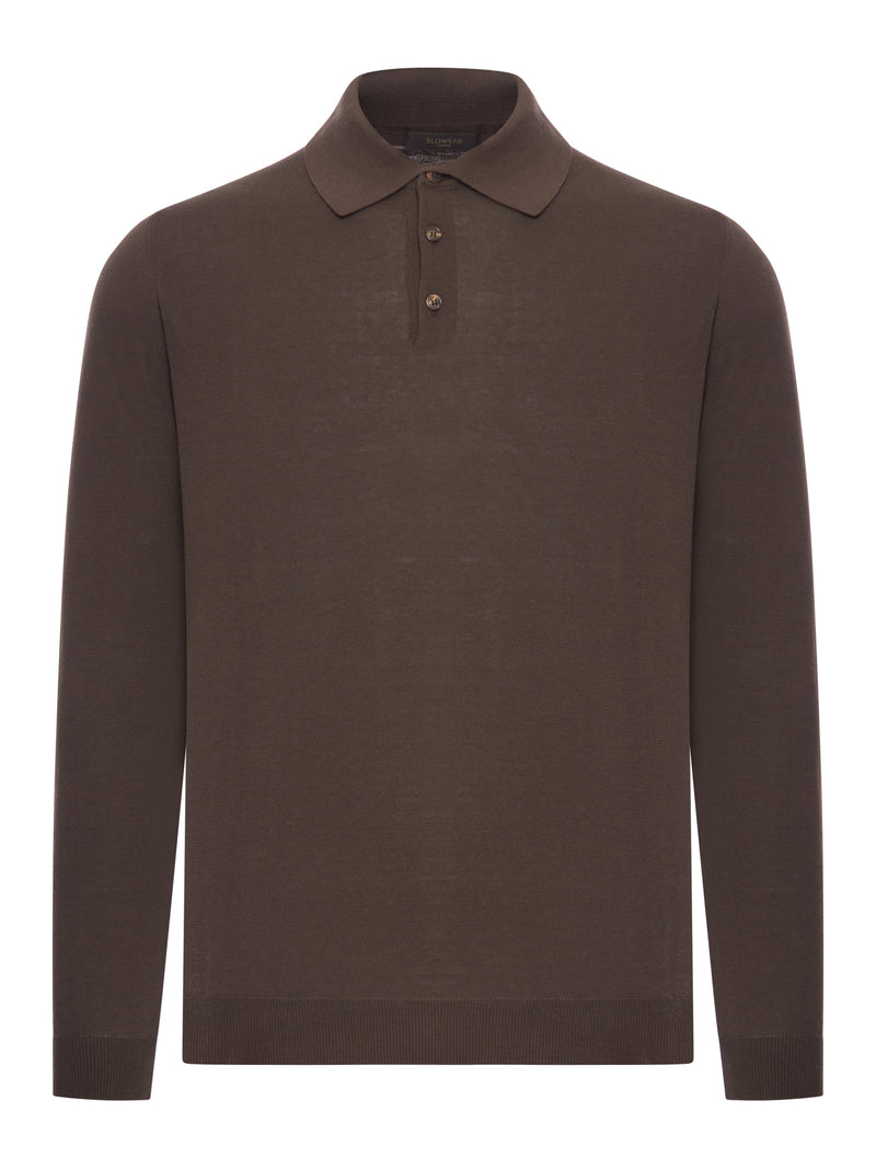 POLO SLIM FIT IN COTONE E SETA