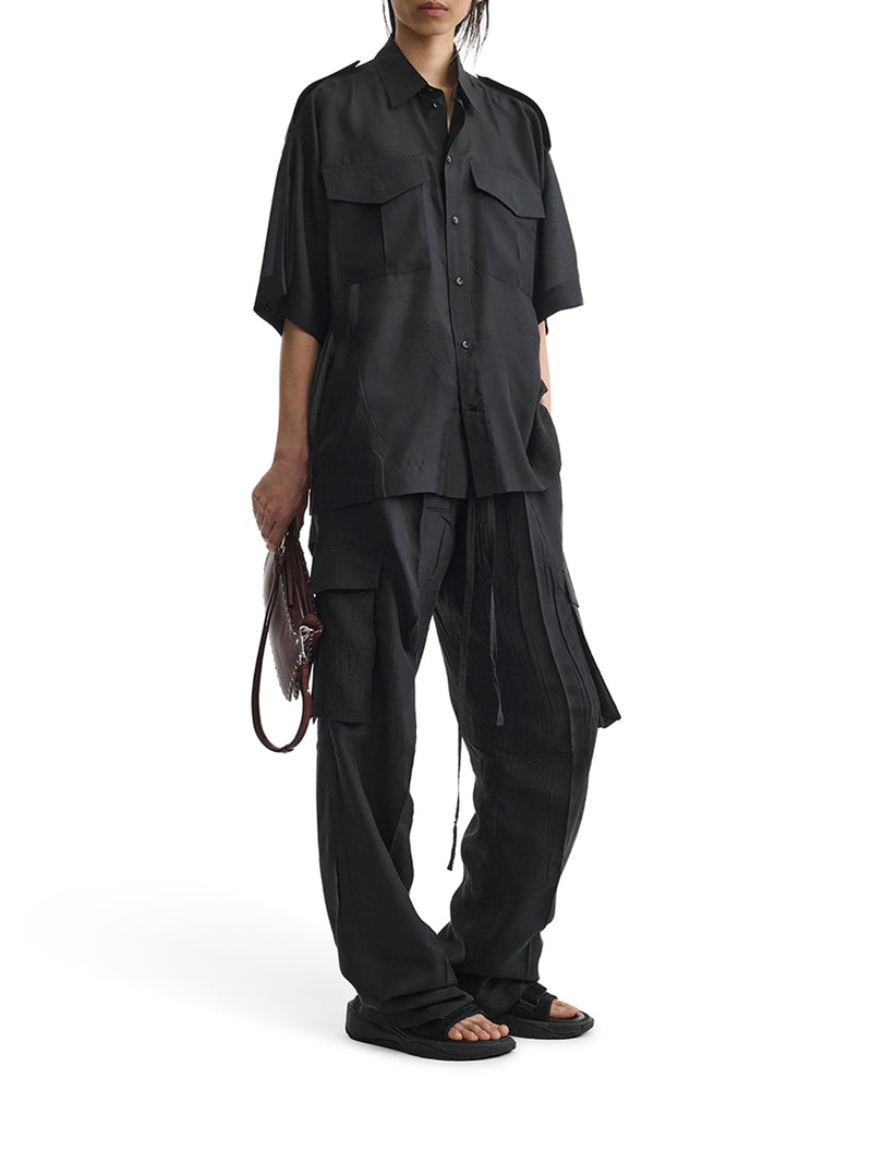 CAMICIA UTILITY LEGGERA IN SETA HABOTAI NERA