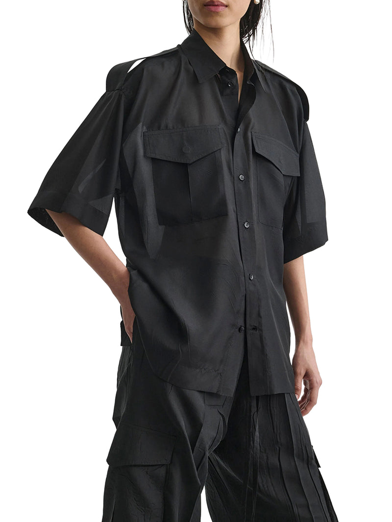 CAMICIA UTILITY LEGGERA IN SETA HABOTAI NERA