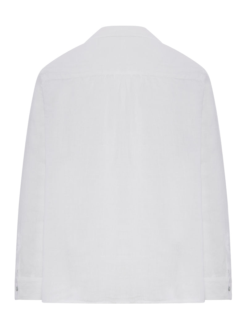 CAMICIA IN LINO CON COLLETTO E SCOLLO A V