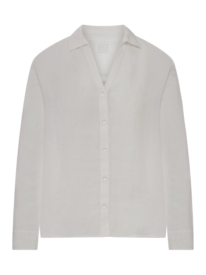 CAMICIA IN LINO CON COLLETTO E SCOLLO A V