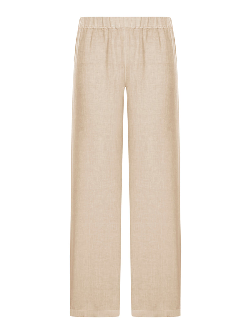 PANTALONI WIDE LEG IN LINO
