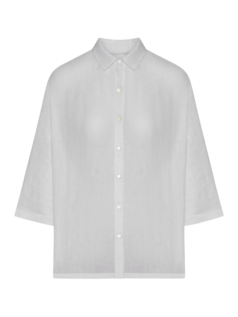 CAMICIA OVERSIZE IN LINO CON MANICA TREQUARTI