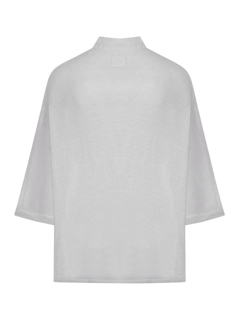 CAMICIA OVERSIZE IN LINO CON MANICA TREQUARTI
