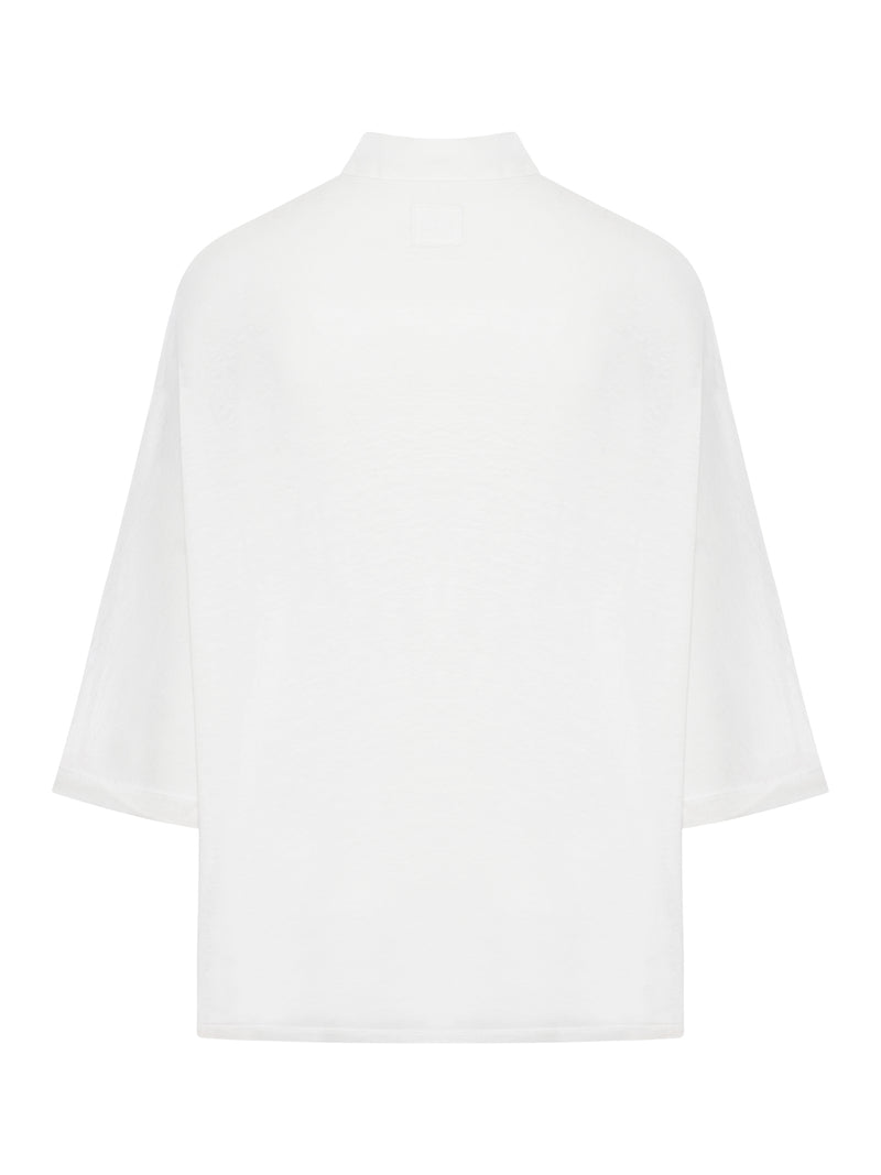 CAMICIA OVERSIZE IN LINO CON MANICA TREQUARTI