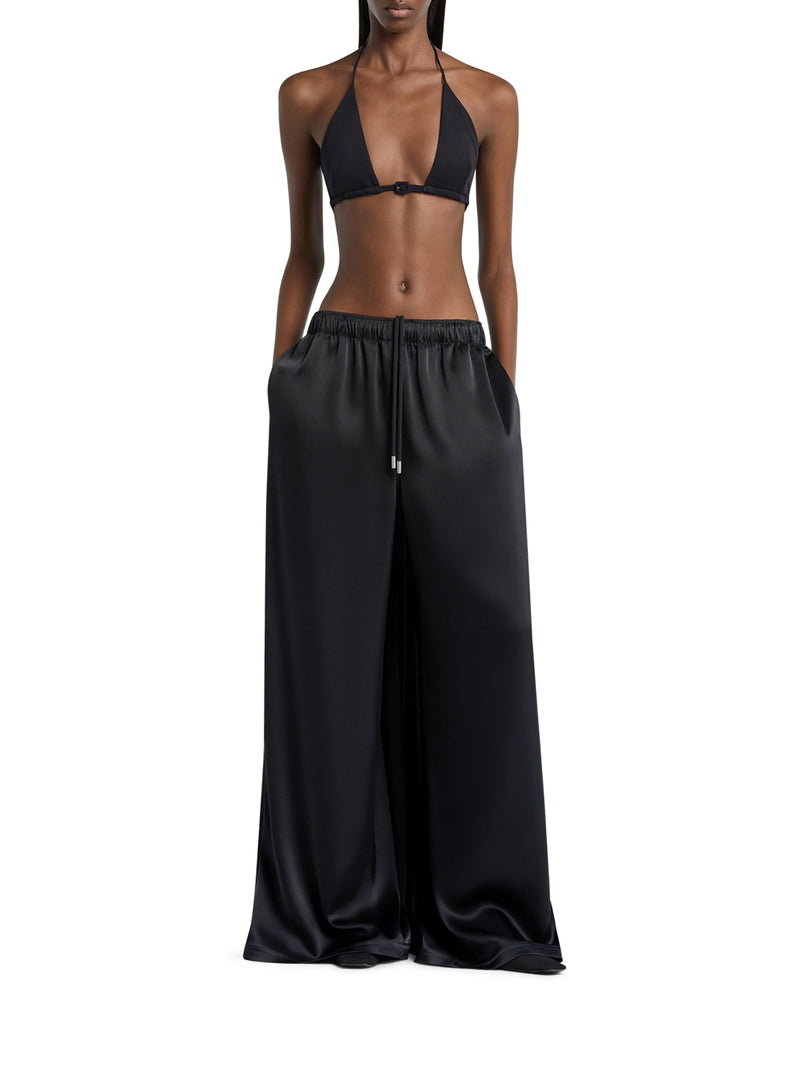 PANTALONI WIDE TRAIN IN SATIN