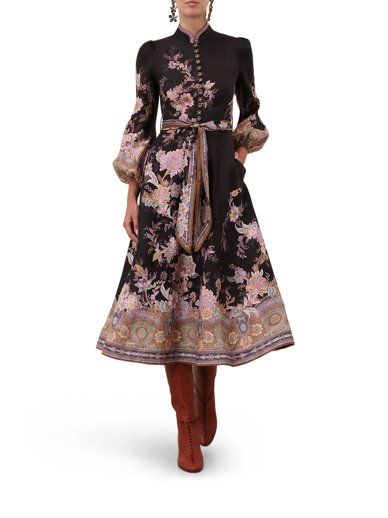 ABITO MIDI IN LINO CON BOTTONI