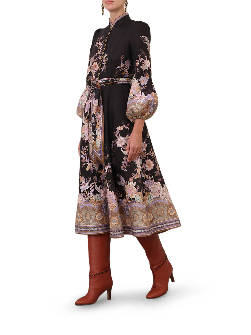 ABITO MIDI IN LINO CON BOTTONI