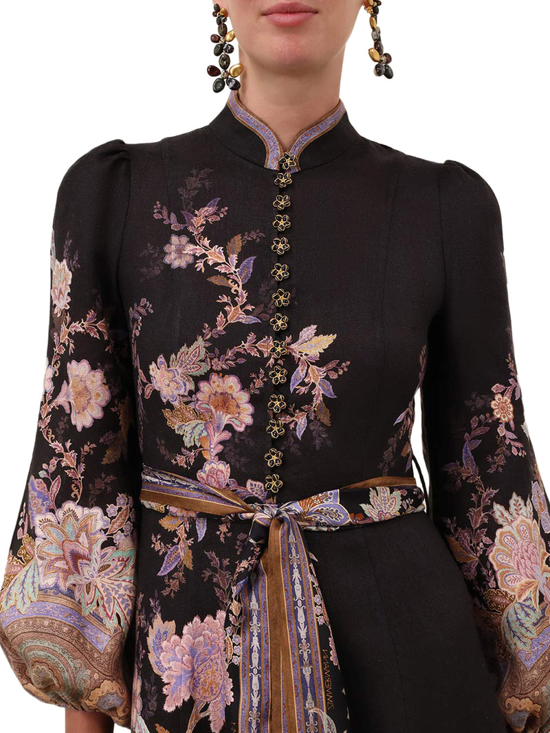 ABITO MIDI IN LINO CON BOTTONI