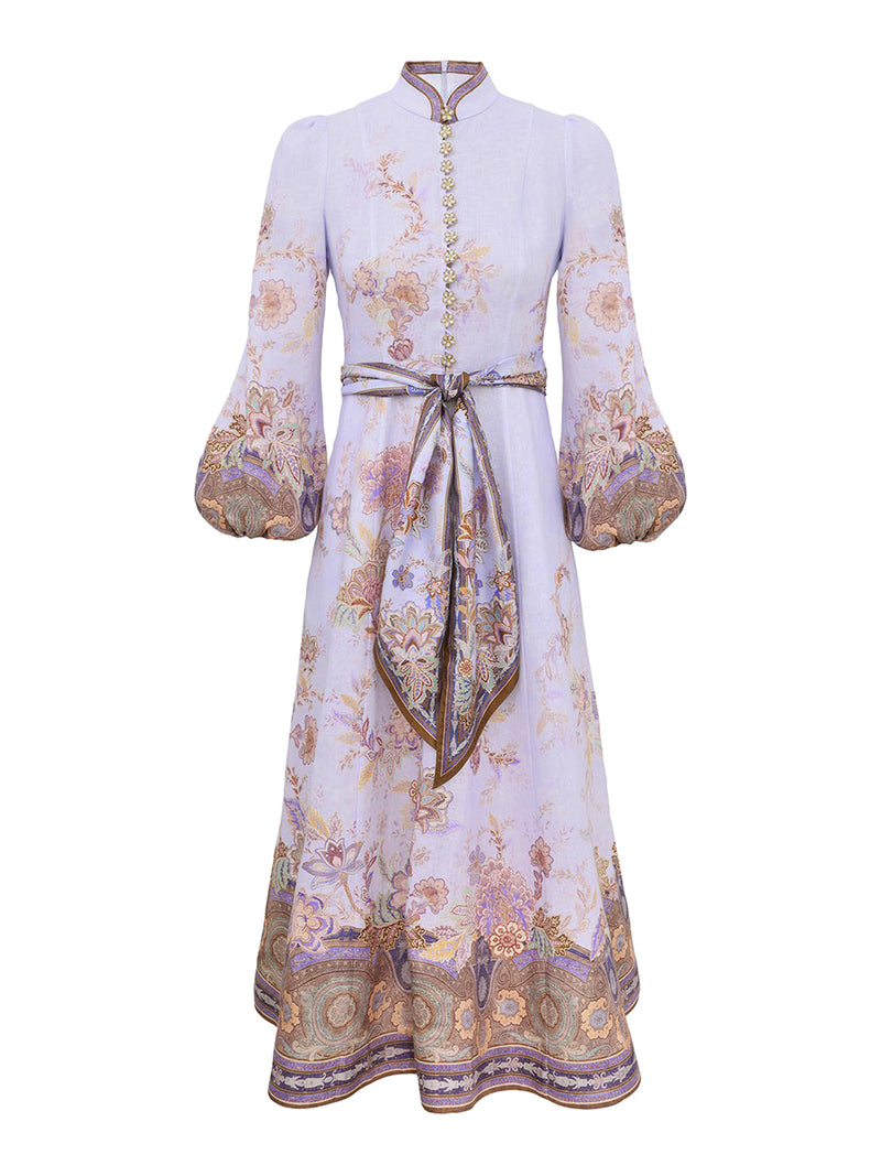 ABITO MIDI IN LINO CON BOTTONI