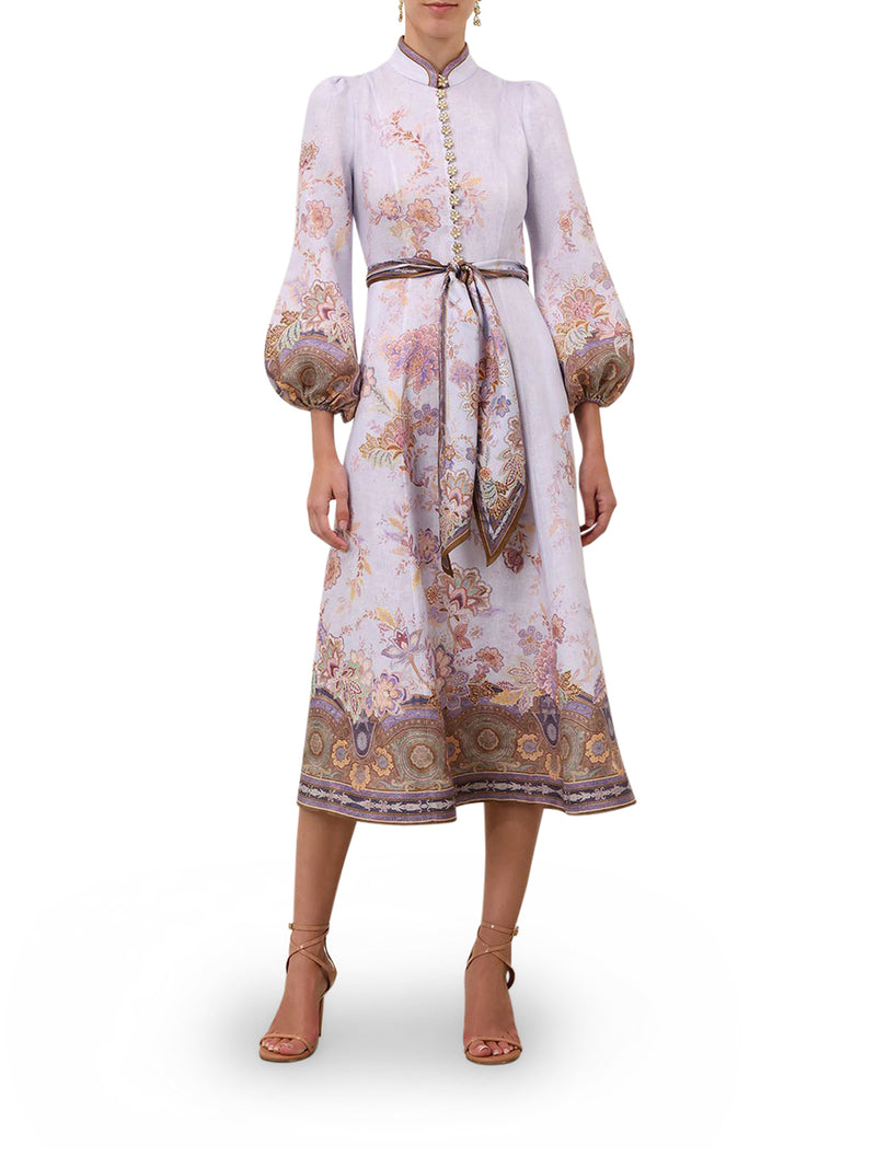 ABITO MIDI IN LINO CON BOTTONI