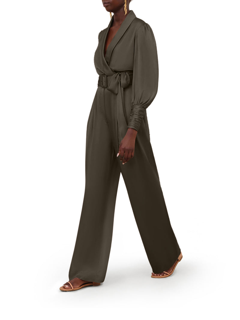 PANTALONI WIDE LEG CON CINTURA E PINCES IN SETA