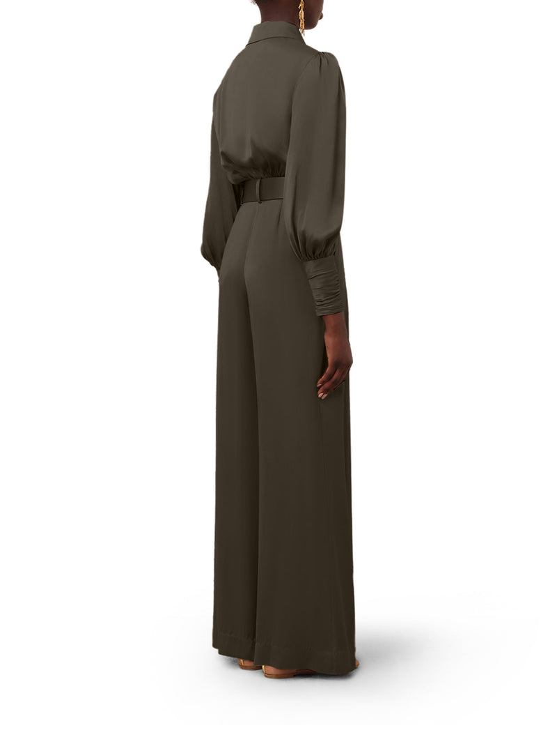 PANTALONI WIDE LEG CON CINTURA E PINCES IN SETA