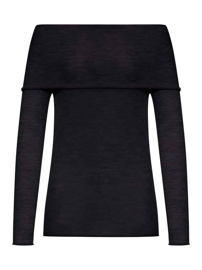 MAGLIA IN SETA E CASHMERE CON SCOLLO A BARCA