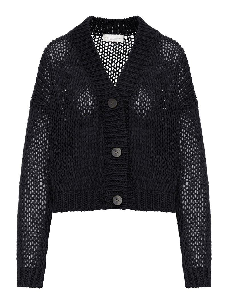CARDIGAN CROPPED IN MAGLIA TRAFORATA