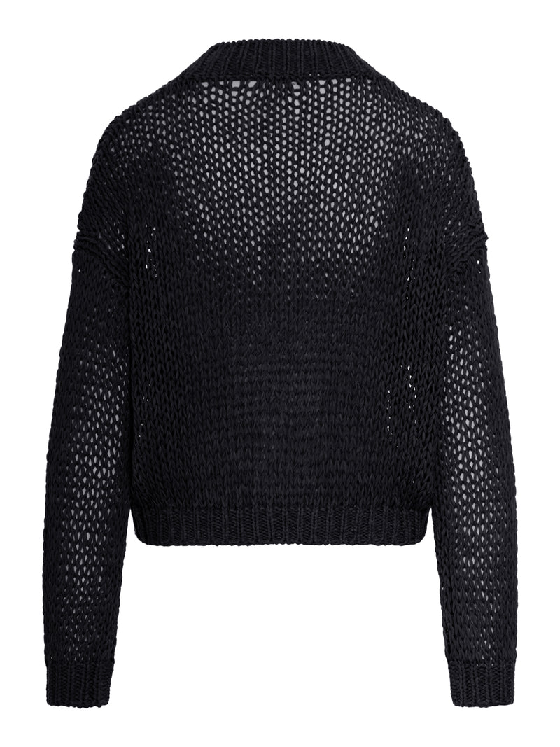 CARDIGAN CROPPED IN MAGLIA TRAFORATA