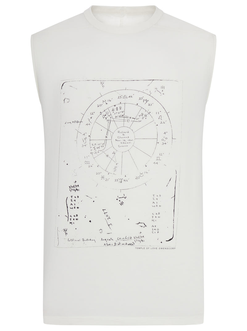 TOP SMANICATO IN COTONE CON STAMPA