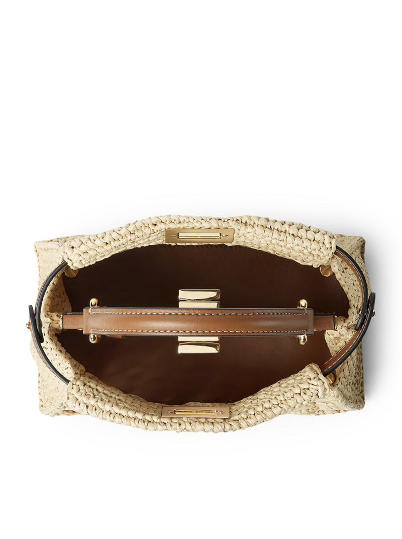 BORSA PEEKABOO MINI IN RAFIA CON INTRECCIO OPENWORK