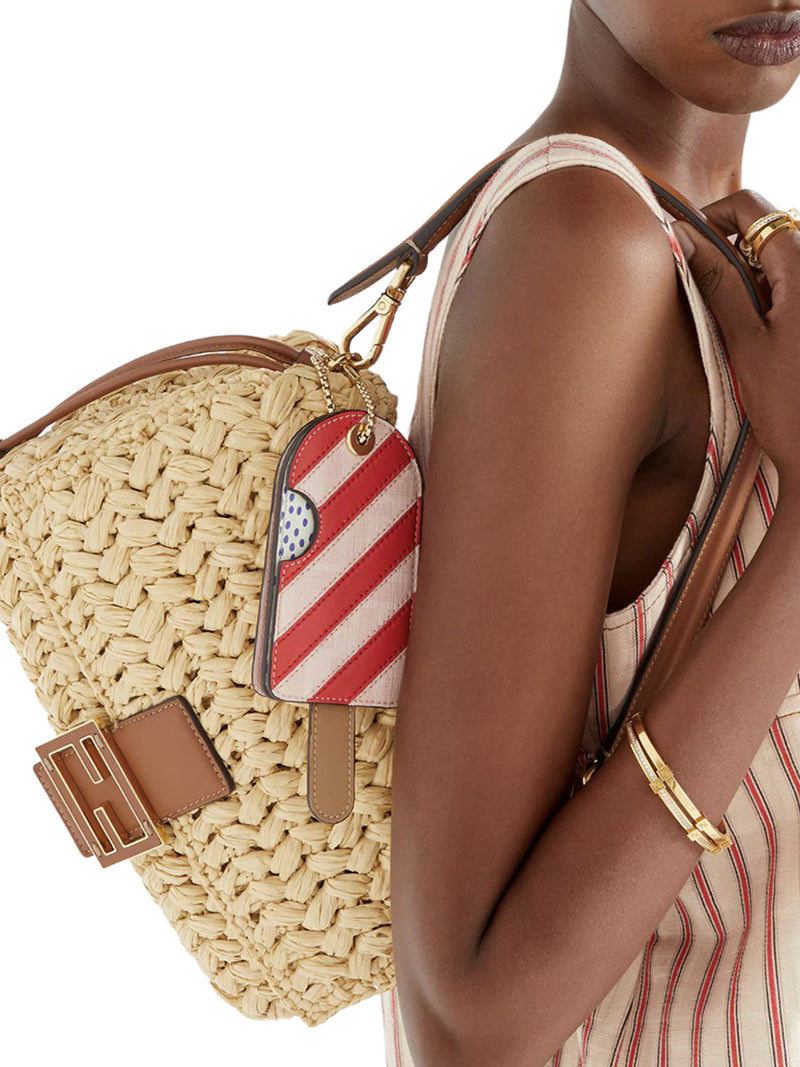 BORSA MAMMA BAGUETTE MEDIUM IN RAFIA INTRECCIATA