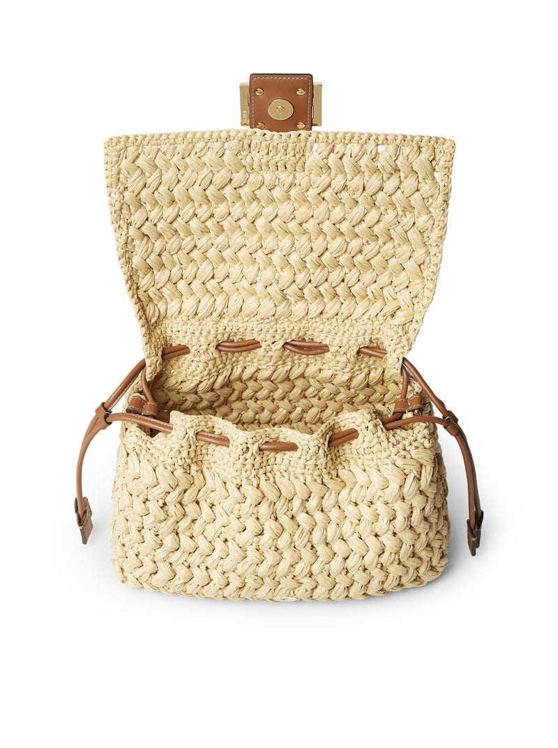 BORSA MAMMA BAGUETTE MEDIUM IN RAFIA INTRECCIATA