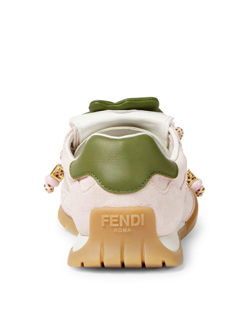 FENDI WAVE PULSE LOW TOP IN TESSUTO E CAMOSCIO ROSA