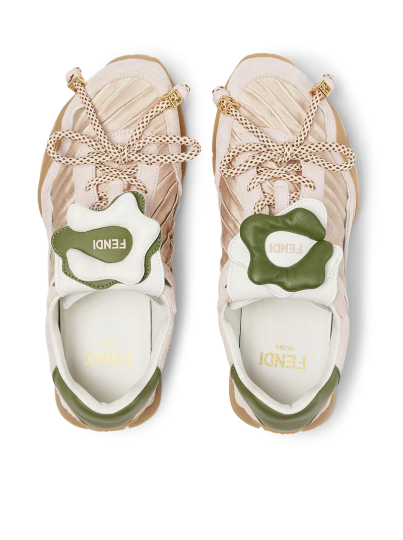 FENDI WAVE PULSE LOW TOP IN TESSUTO E CAMOSCIO ROSA