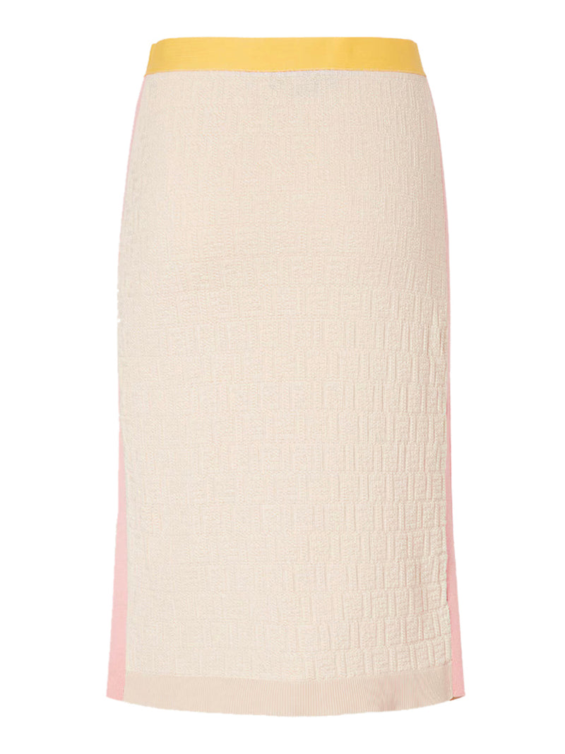 GONNA MIDI CON INSERTI COLOR BLOCK IN COTONE E SETA