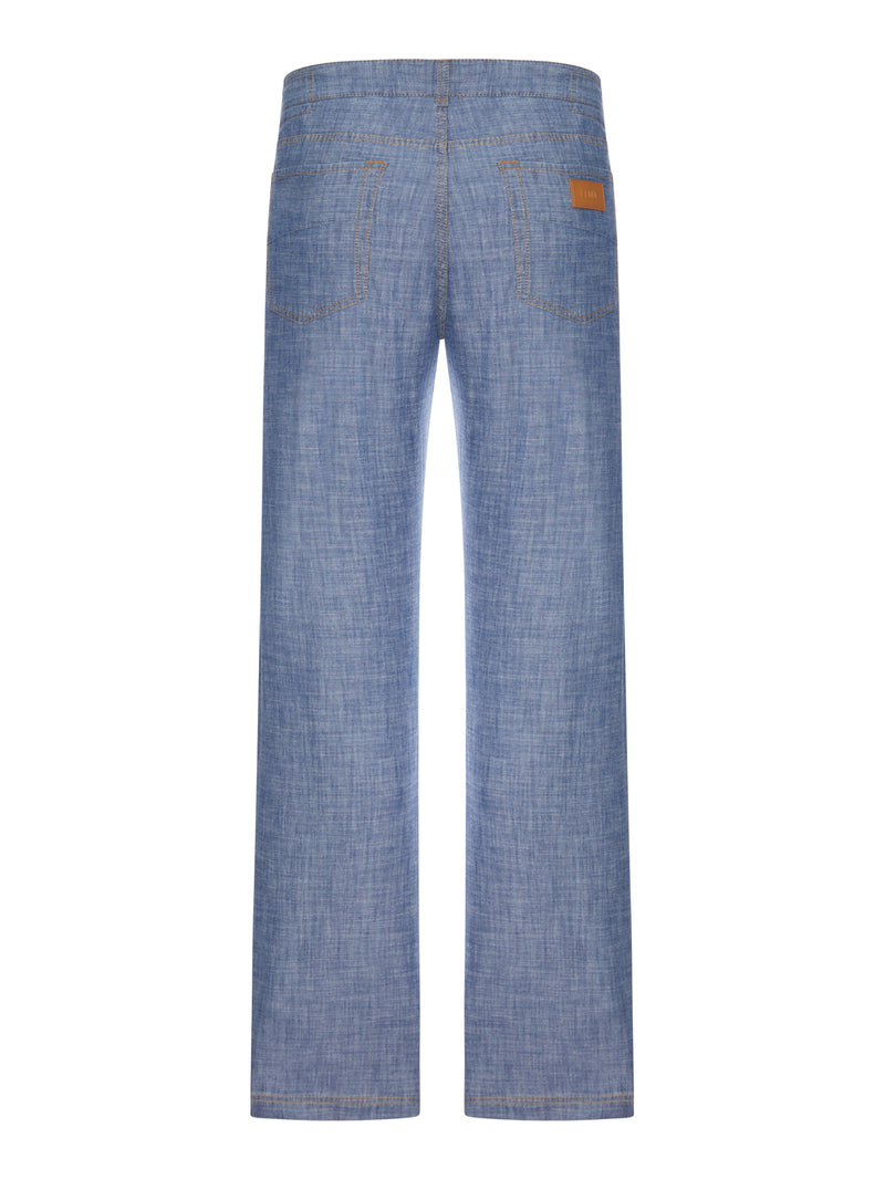 PANTALONI JEANS IN CHAMBRAY AZZURRO