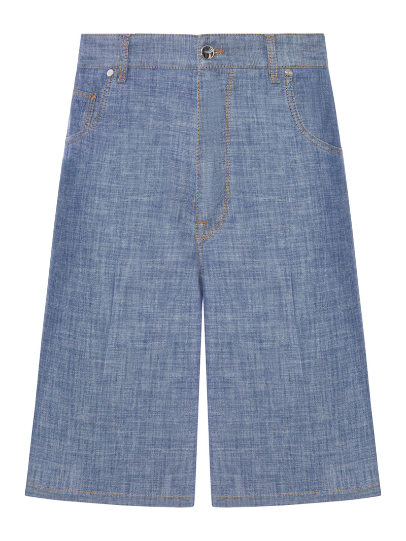 BERMUDA IN CHAMBRAY AZZURRO CHIARO