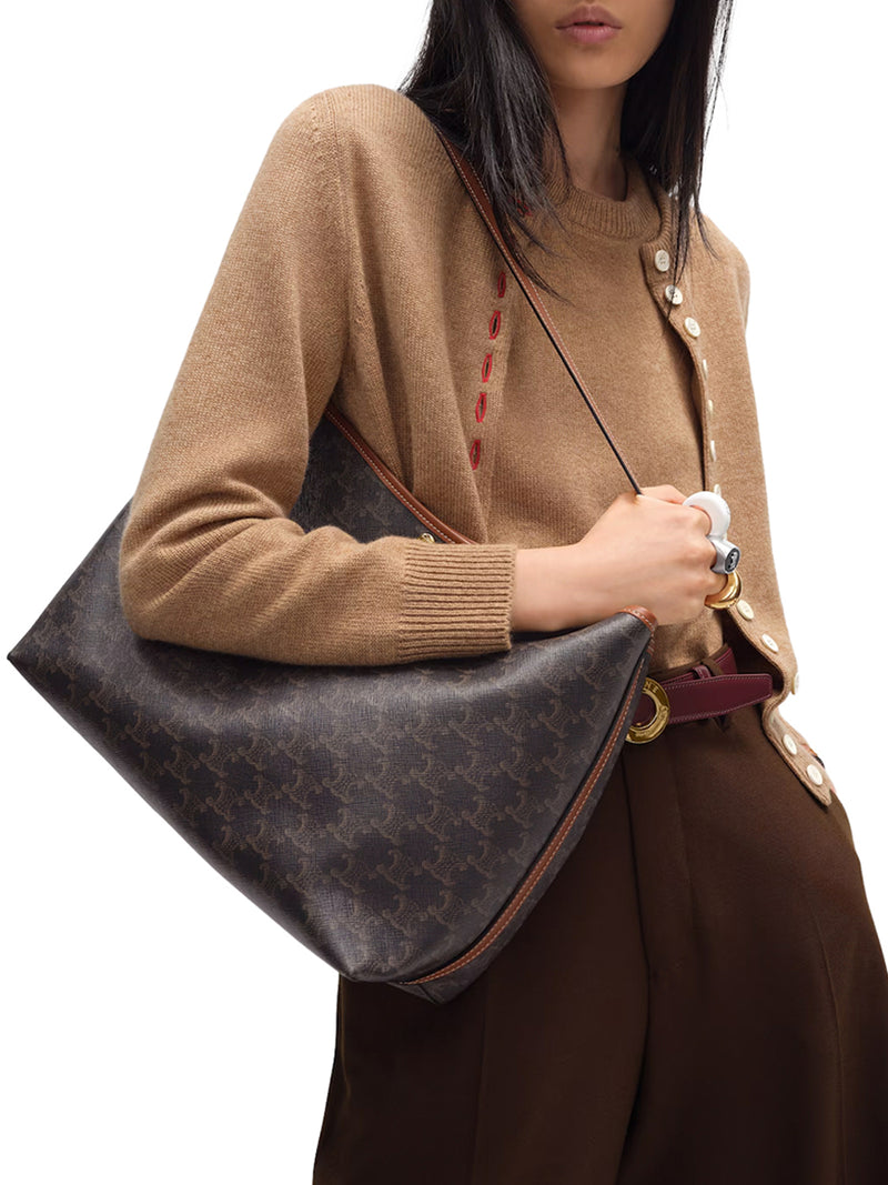 SHOPPER MORBIDA IN TELA TRIOMPHE E PELLE DI VITELLO