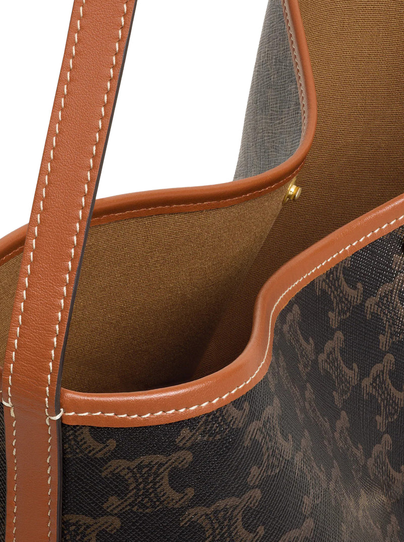 SHOPPER MORBIDA IN TELA TRIOMPHE E PELLE DI VITELLO