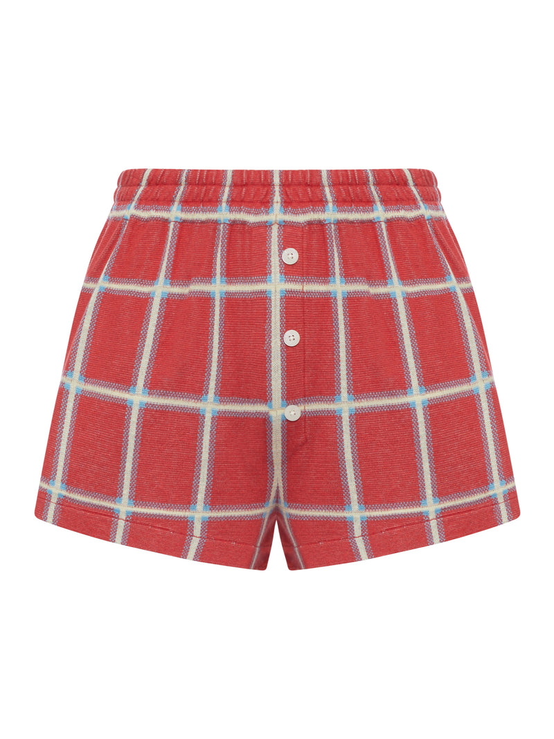 SHORTS CON MOTIVO CHECK IN MISTO SETA