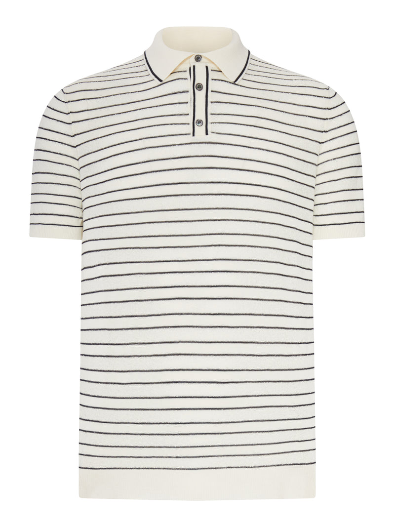 POLO IN MAGLIA DI COTONE FINE A RIGHE