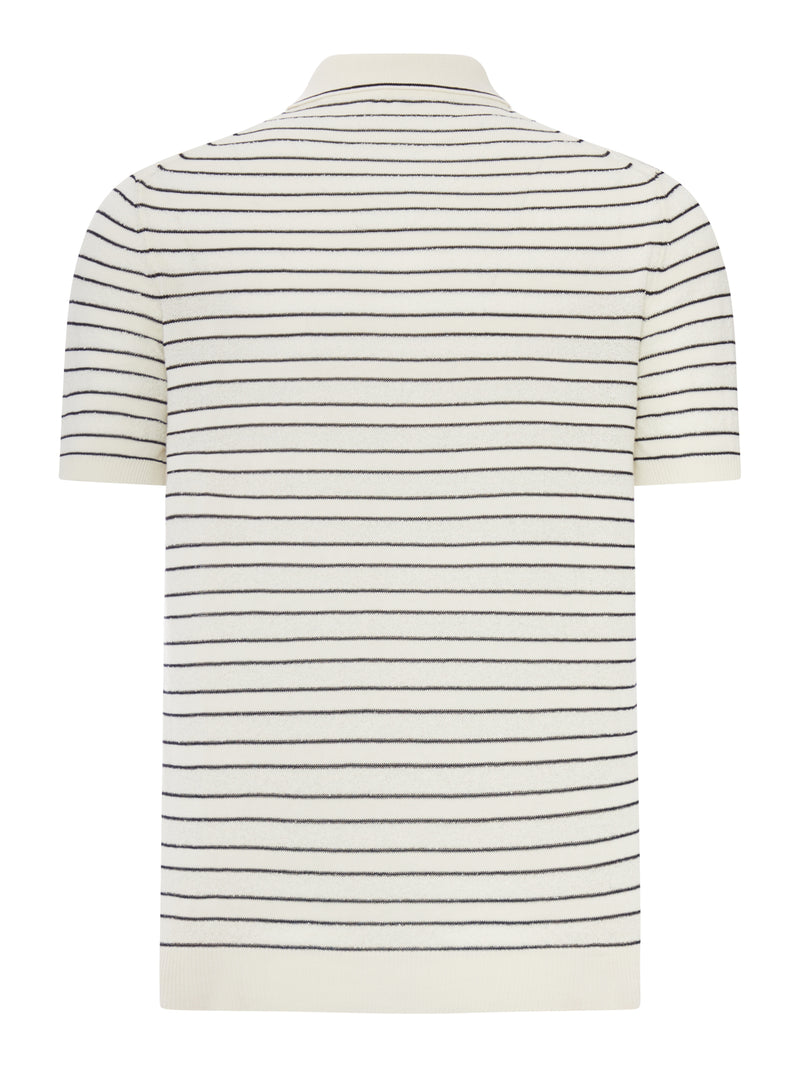 POLO IN MAGLIA DI COTONE FINE A RIGHE