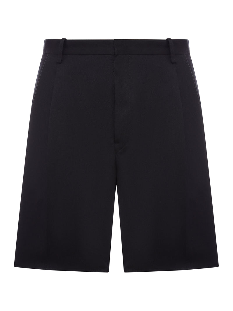 BERMUDA SARTORIALI CON PINCES E ORLO SFRANGIATO