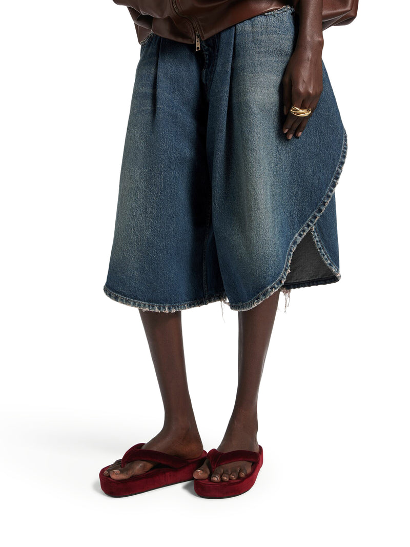 BERMUDA A TULIPANO IN DENIM OCEANO SCURO