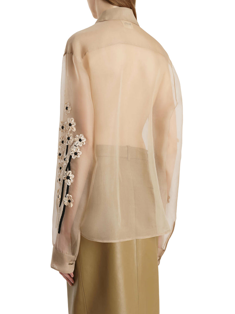 CAMICIA IN SETA CON RICAMI TRIDIMENSIONALI