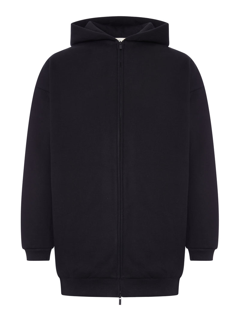 FELPA PROPERTY LUNGA CON CAPPUCCIO E ZIP