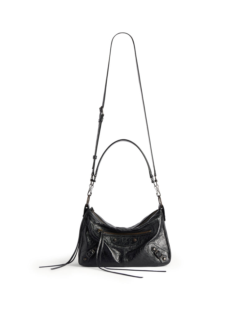 LE CITY MOTO PICCOLA IN PELLE DI AGNELLO ARENA NERA