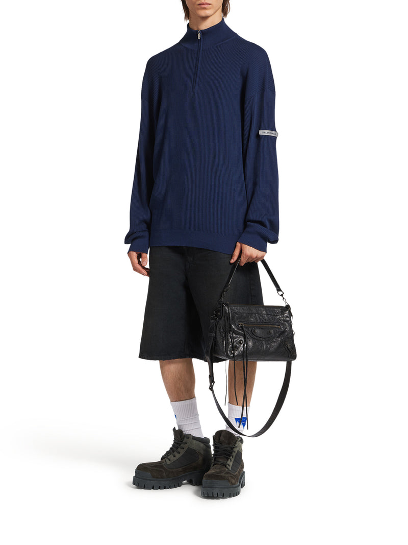 LE CITY MOTO PICCOLA IN PELLE DI AGNELLO ARENA NERA