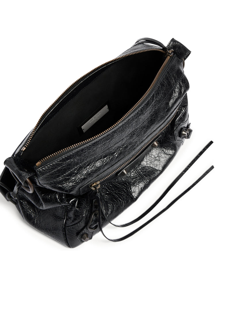 LE CITY MOTO PICCOLA IN PELLE DI AGNELLO ARENA NERA