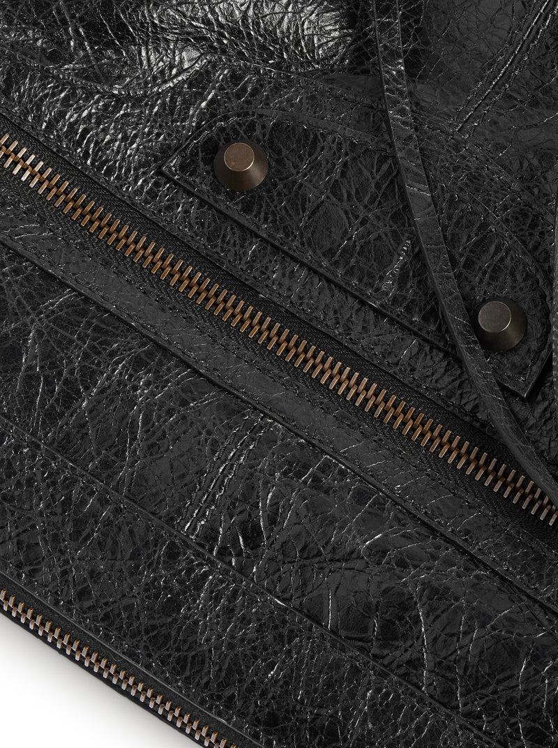 LE CITY MOTO PICCOLA IN PELLE DI AGNELLO ARENA NERA