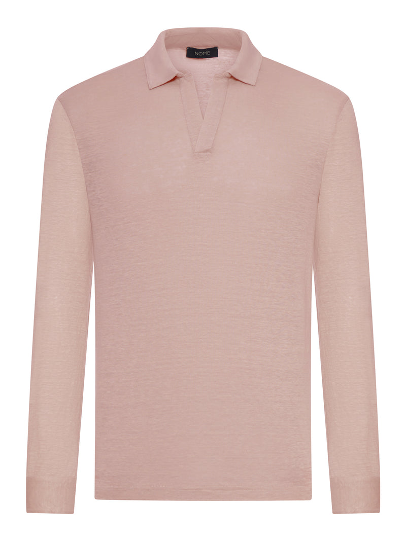 POLO IN LINO A MANICA LUNGA