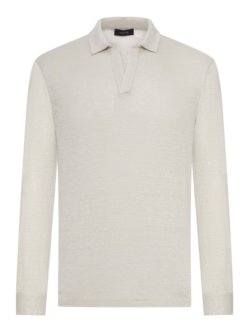 POLO IN LINO A MANICA LUNGA