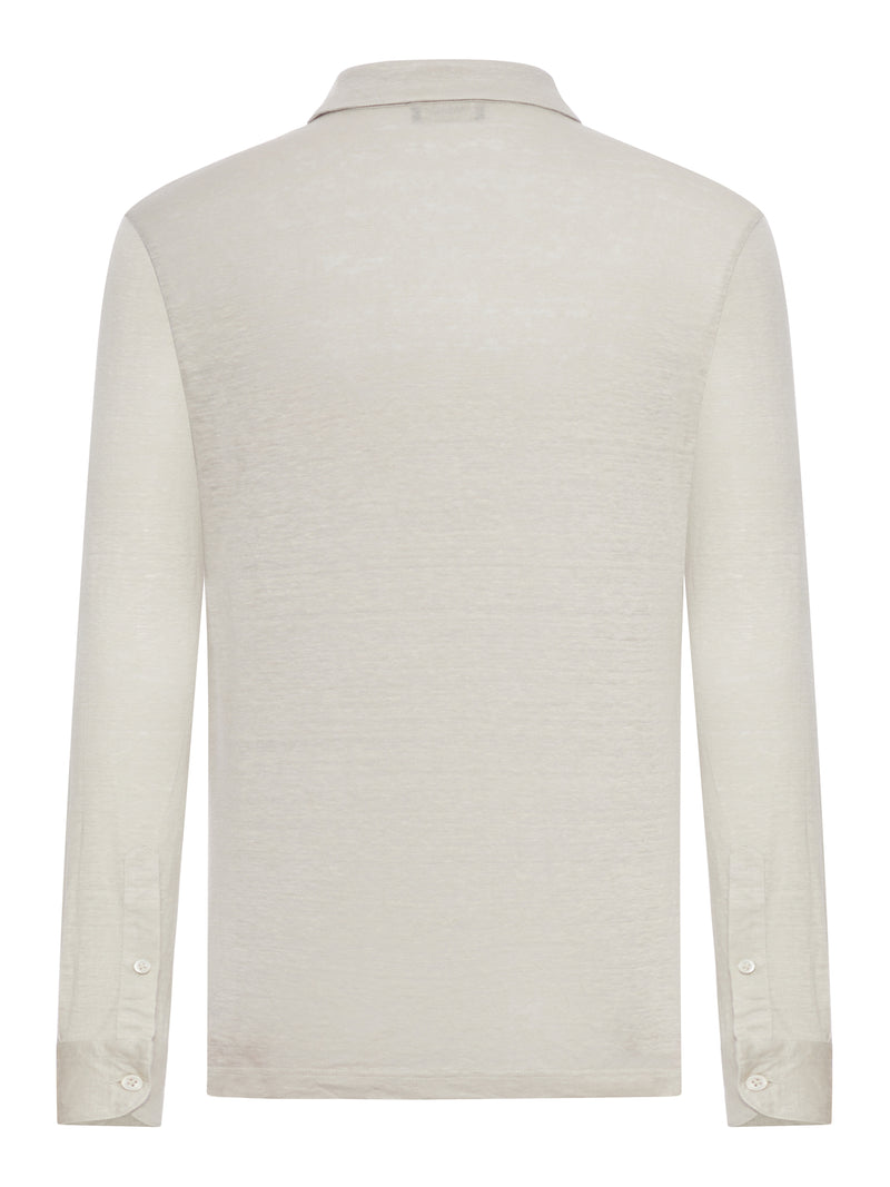 POLO IN LINO A MANICA LUNGA