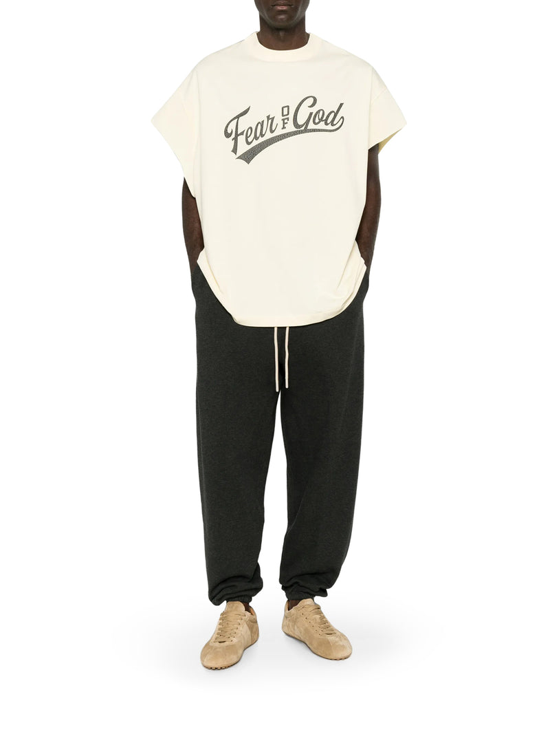 PANTALONI JOGGER IN FELPA MÉLANGE CON COULISSE E POLSINI ELASTICIZZATI