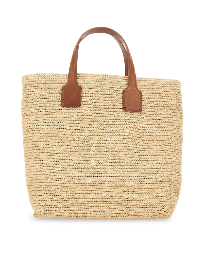 BORSA A MANO SACHA IN RAFIA CON INSERTI IN PELLE