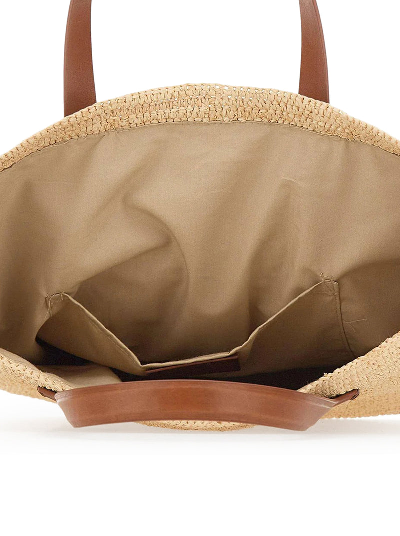 BORSA A MANO SACHA IN RAFIA CON INSERTI IN PELLE